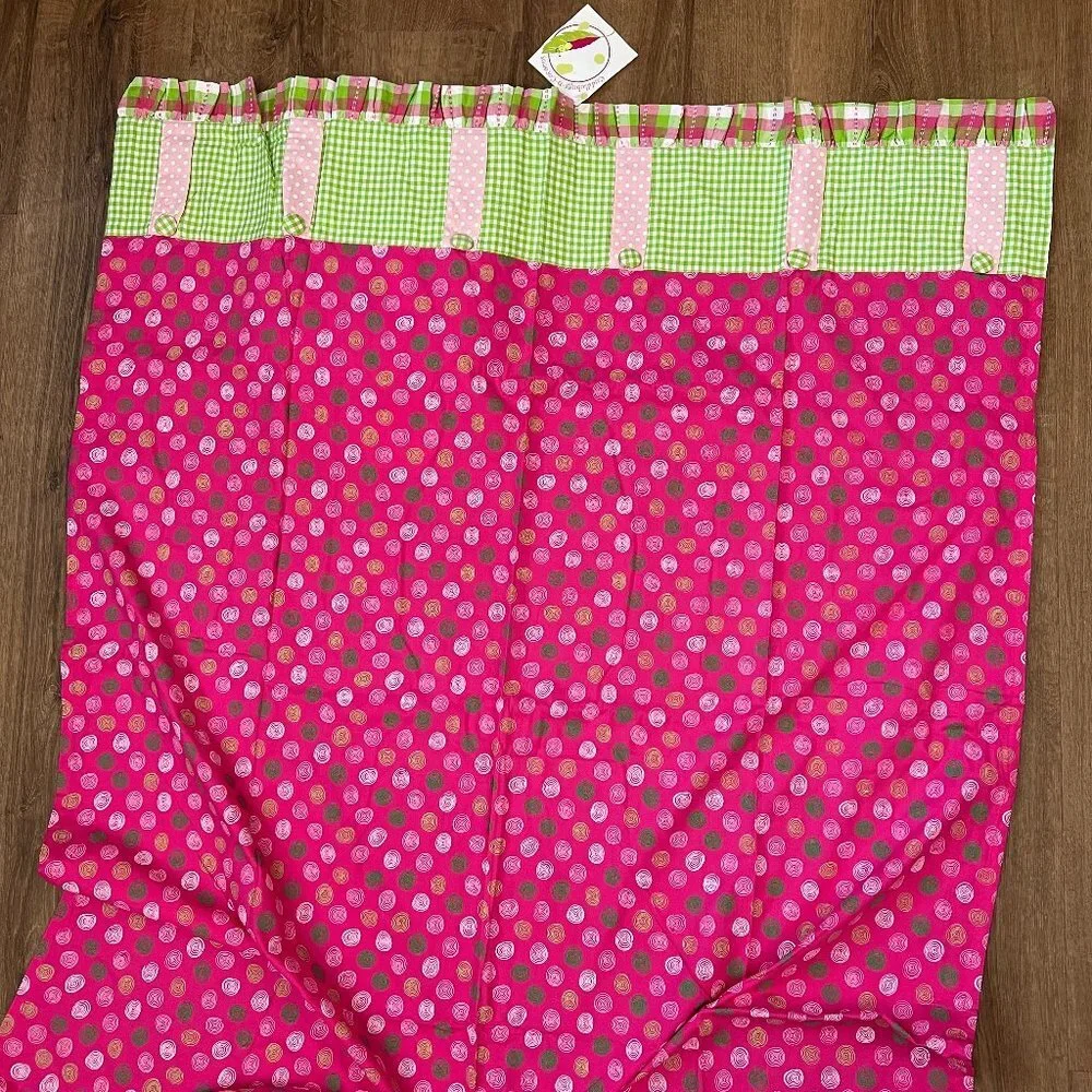 NEW Girls Pink Green Curtains 2 panels Sz 48